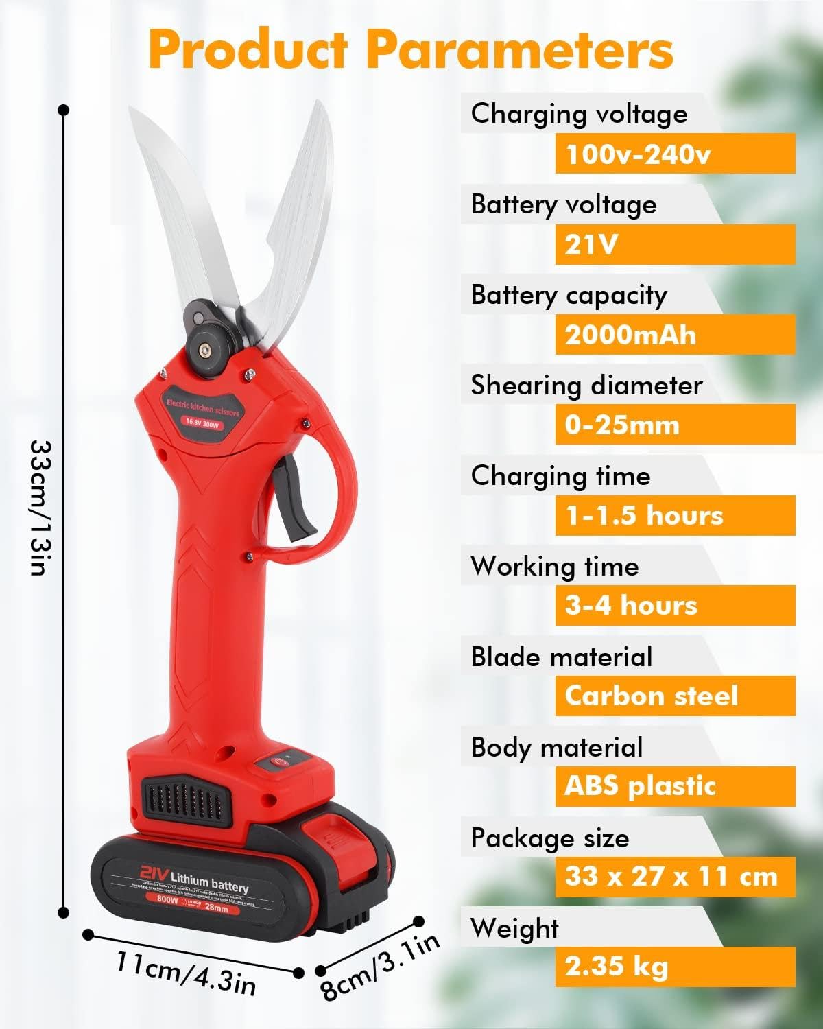 Cesoie elettriche da cucina ricaricabili con lama di ricambio, 2 batterie da 21 V, cesoie elettriche da cucina, per tagliare ossa, pollo, pesce, frutti di mare e verdure