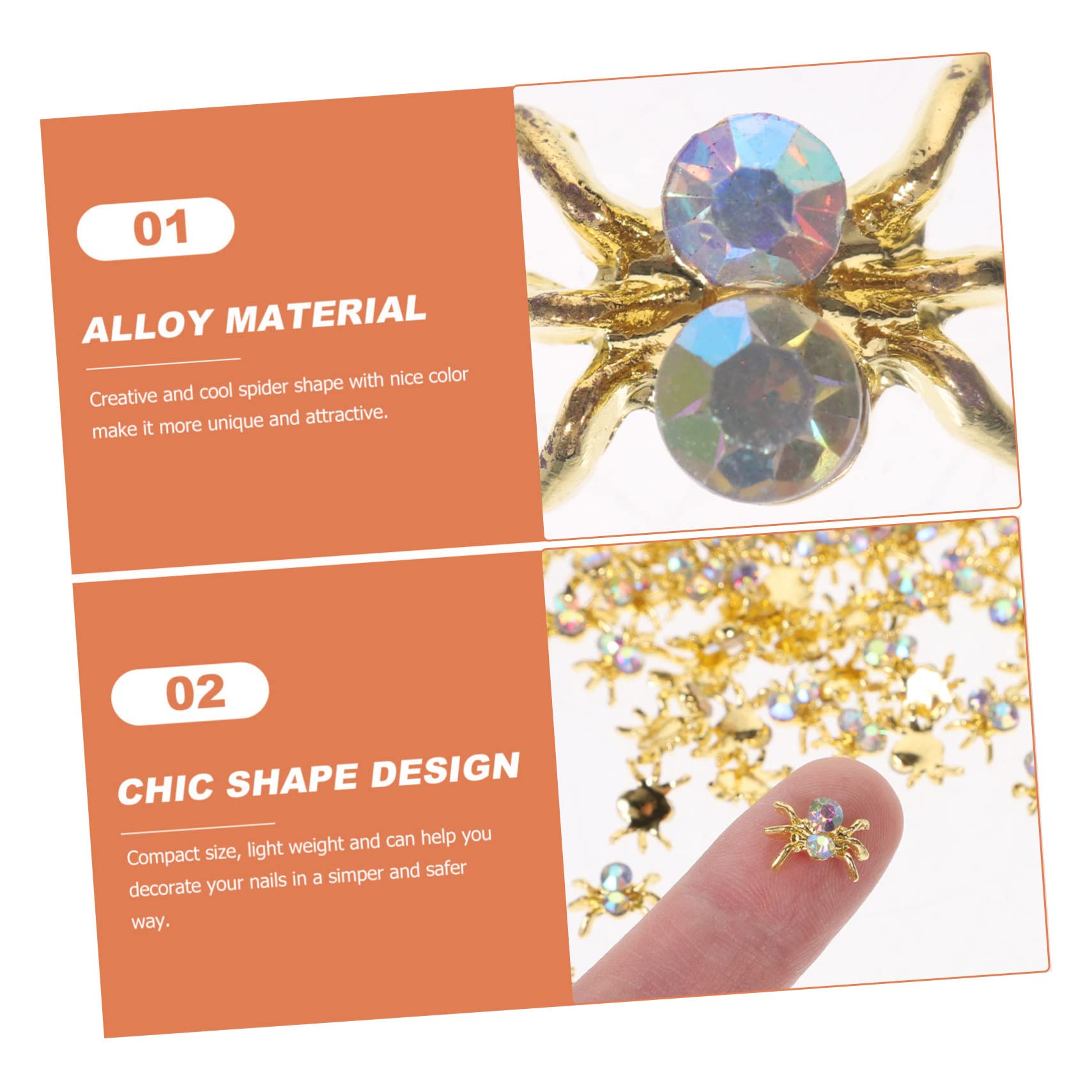 Healvian 200pezzi Decorazioni Per Unghie Forma Di Ragno Charm Per Nail Art Per Manicure Di Halloween e Feste Accessori Per Unghie Diy Facili Da Usare e Resistenti
