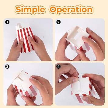50 Pcs Small Popcorn Boxes,Colorful Striped Paper Popcorn Bucket,5 Colors