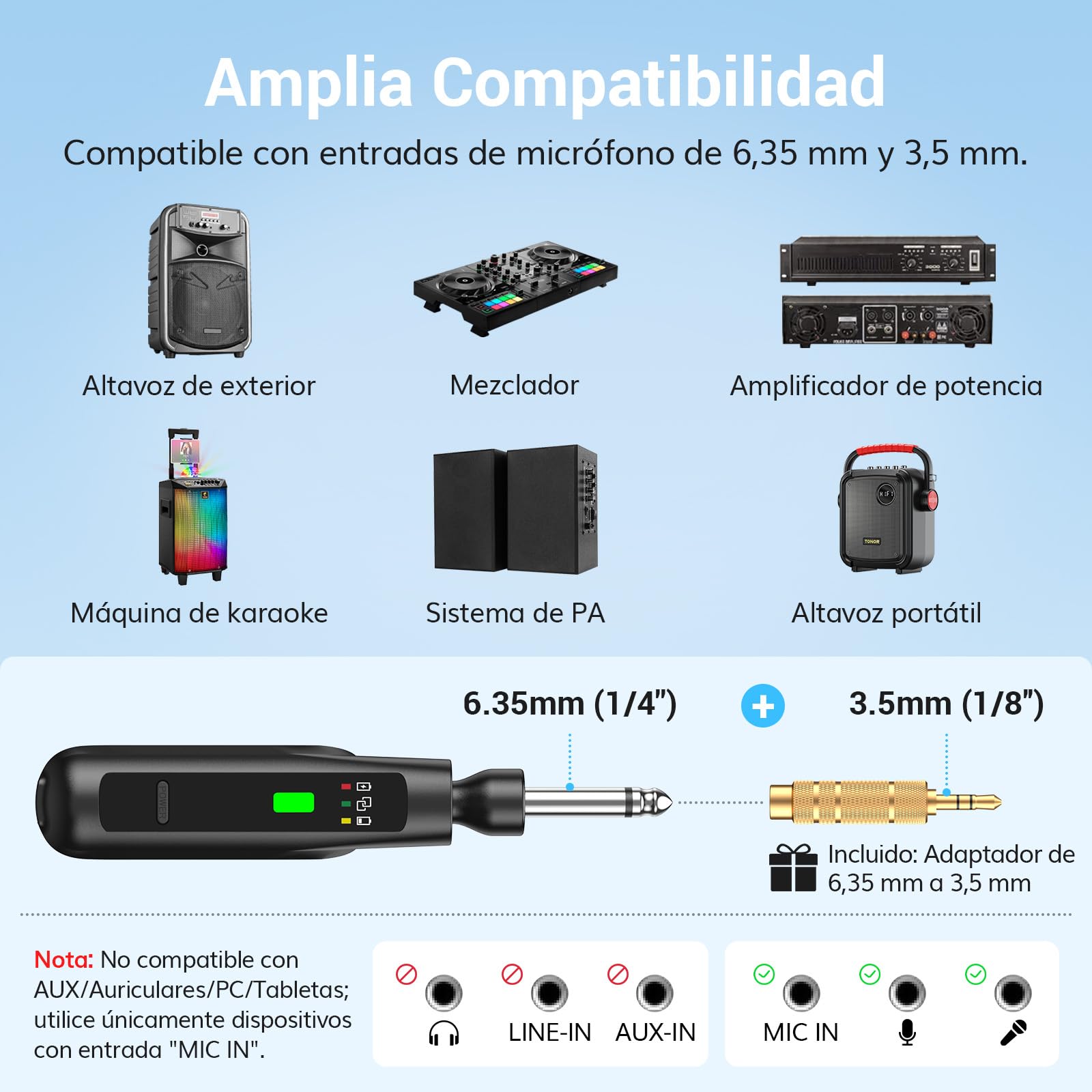 TONOR Microfonos Dinámicos Inalámbricos Recargables, Sistema Dual de Micrófonos de Mano con Receptor para Karaoke, Canto, Fiestas en Casa, Cumpleaños, Discursos, 30H de Autonomía, 2.4GHz, TW220