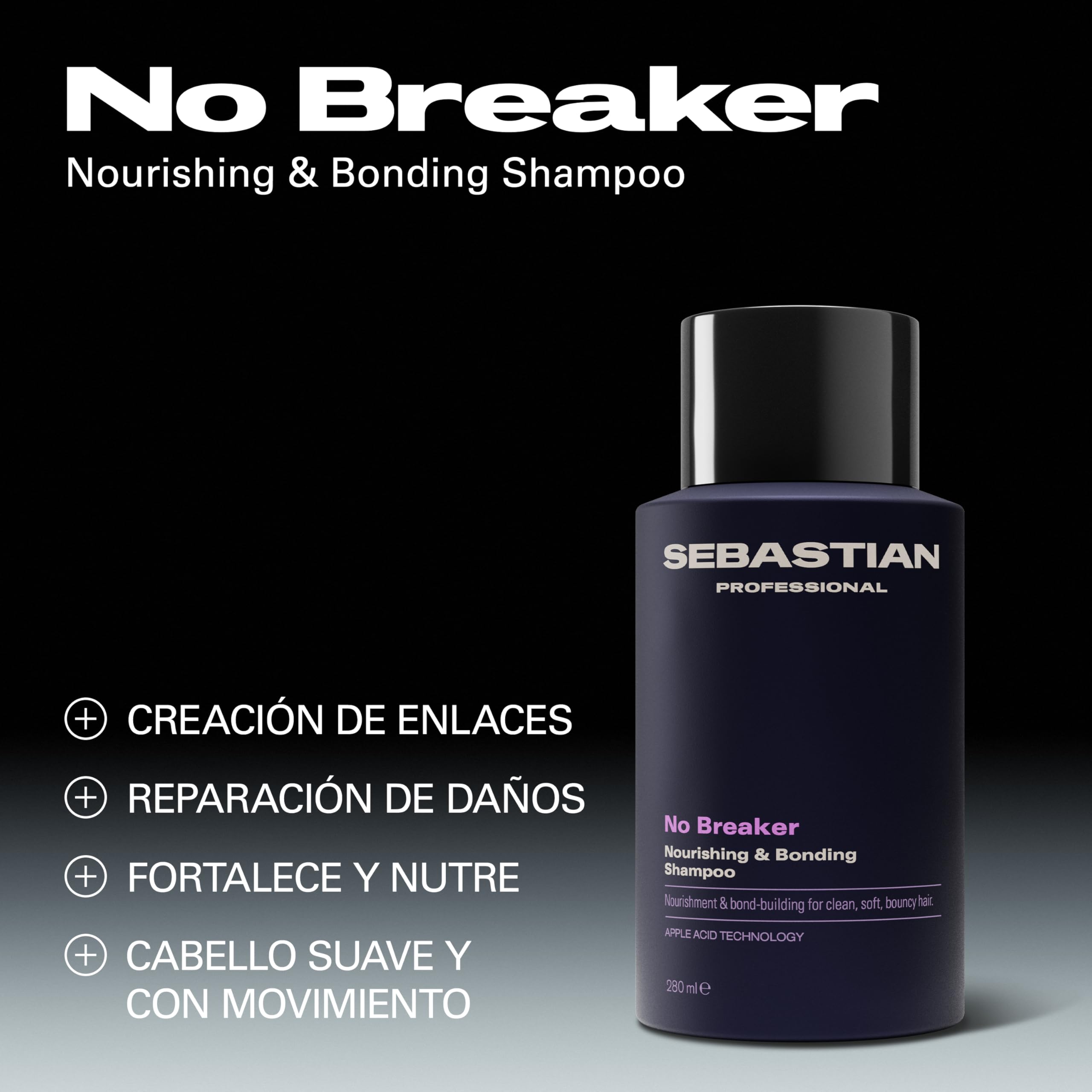 Sebastian Professional NO.BREAKER | Champú Profesional | Nutre y Limpia | Crea Enlaces y Fortalece el Cabello Débil y Sensible | Con Ácido de Manzana | 1L