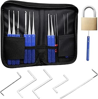 17-teiliges Werkzeugset mit Aufbewahrungstasche, Lockpicking Set für Einsteiger und Profis, Lock Picking Tool Set mit präzisen Instrumenten für Schlösser und Sicherheitssysteme