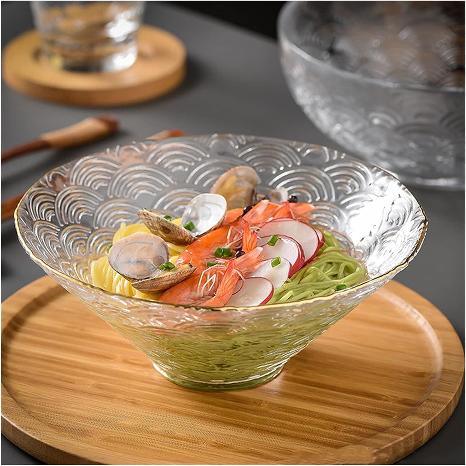 Saladier Bol à fruits, saladier, bols en verre Bol en verre ménager Bol à ramen Bol à fruits Bol à salade Ustensiles de cuisine Outil Conteneur de stockage des aliments 1PC Bols à bonbons
