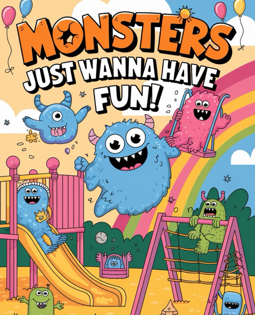 Monsters Just Wanna Have Fun!: A funny and friendly monster colouring book for kids with silly scenes to spark creativity and laughter