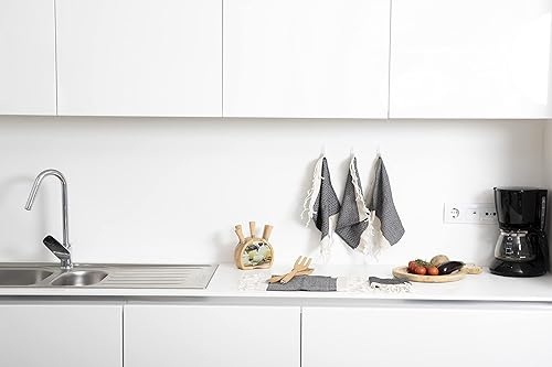 Miniatura 7 de SMYRNA TURKISH COTTON Paquete de 6 paños de cocina de la serie Herringbone, 100% algodón, de 12 x 12 pulgadas, lavables a máquina, suaves,