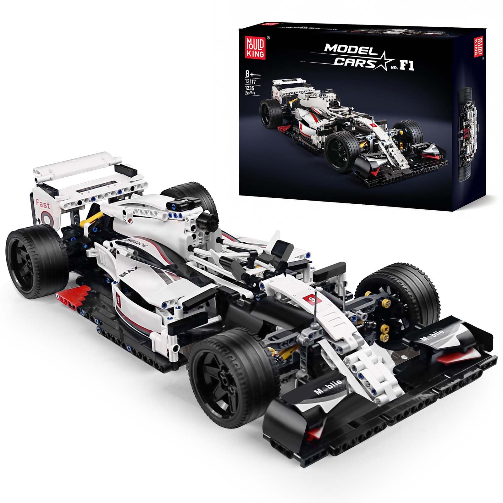 Mould King Technik Bausteine Formel Eins Technik Sportwagen Modellbausat, 1698 Klemmbausteine Konstruktionsspielzeug MOC Bausatz Spielzeug, Kompatibel mit Irgendeine Marke Spielzeug