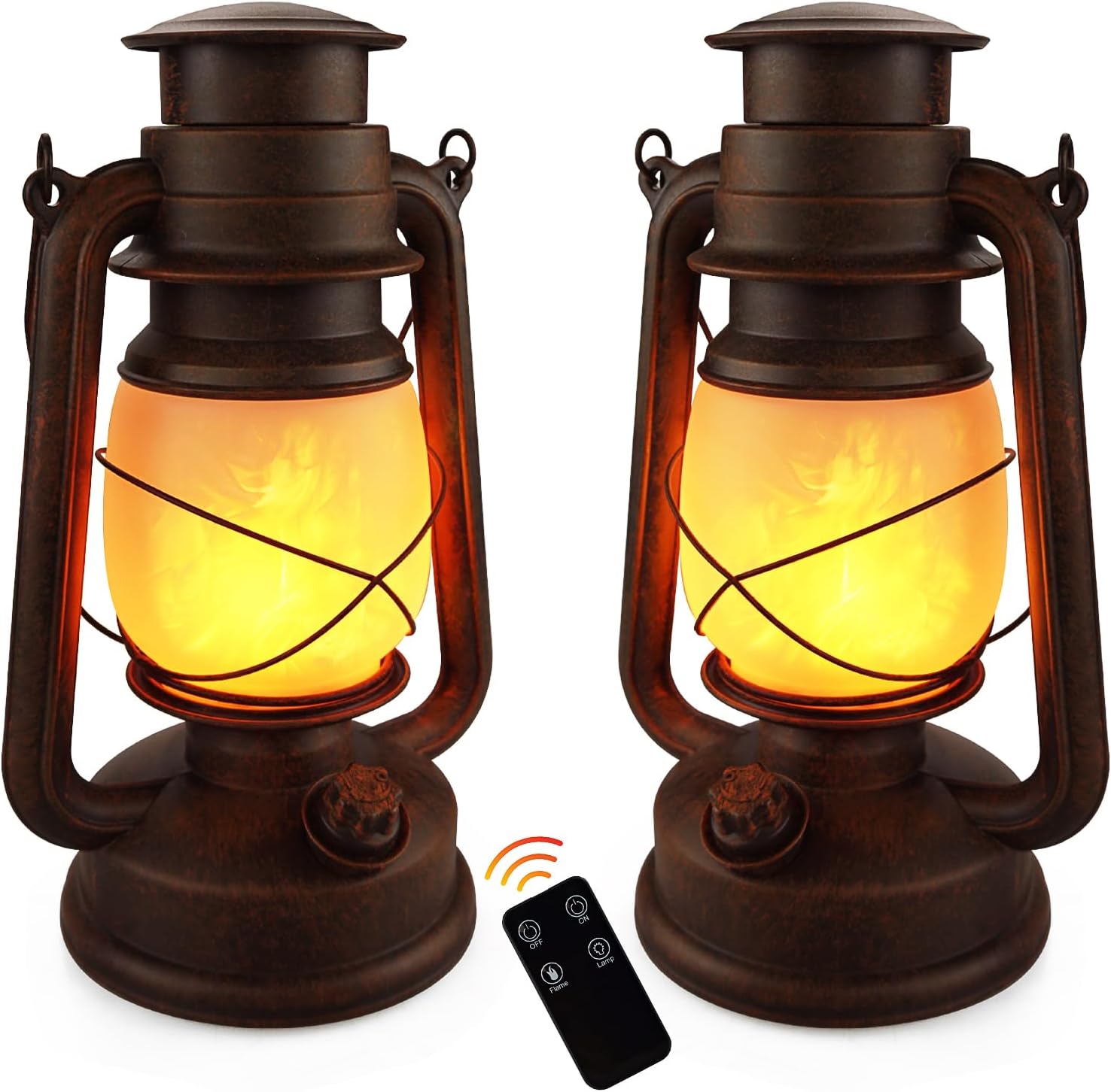 Decorative Lanterns with LED Flame, 2-pack