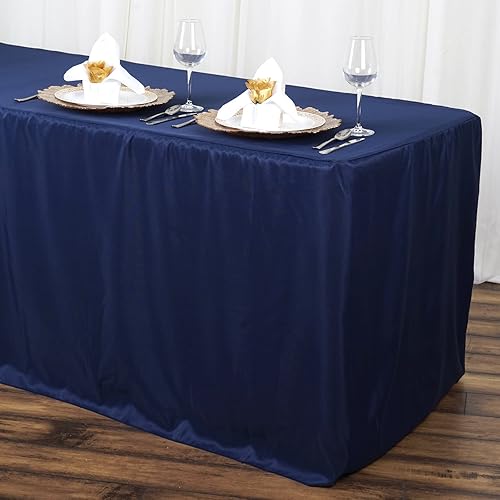 BalsaCircle Mantel de poliéster ajustable azul marino de 6 pies para bodas, fiestas, eventos, mantelería