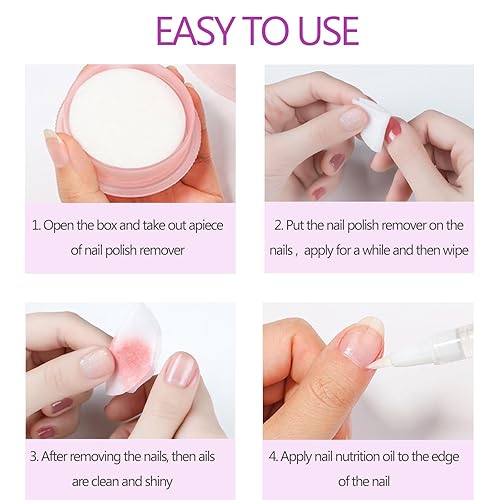 Miniatura 6 de Rosarden Toallitas removedoras de uñas, ingredientes naturales toallitas de uñas para uñas de gel, sin pelusas, removedor de esmalte de uñas para