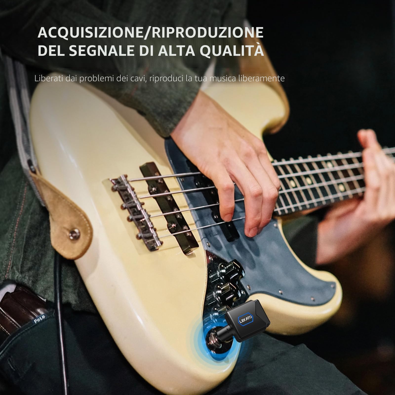 LEKATO Ricevitore Trasmettitore Wireless 5,8GHz per Chitarra Con Scatola Di Ricarica, 4 Canali, Jack Senza Fili per Strumenti Elettrici Di Basso