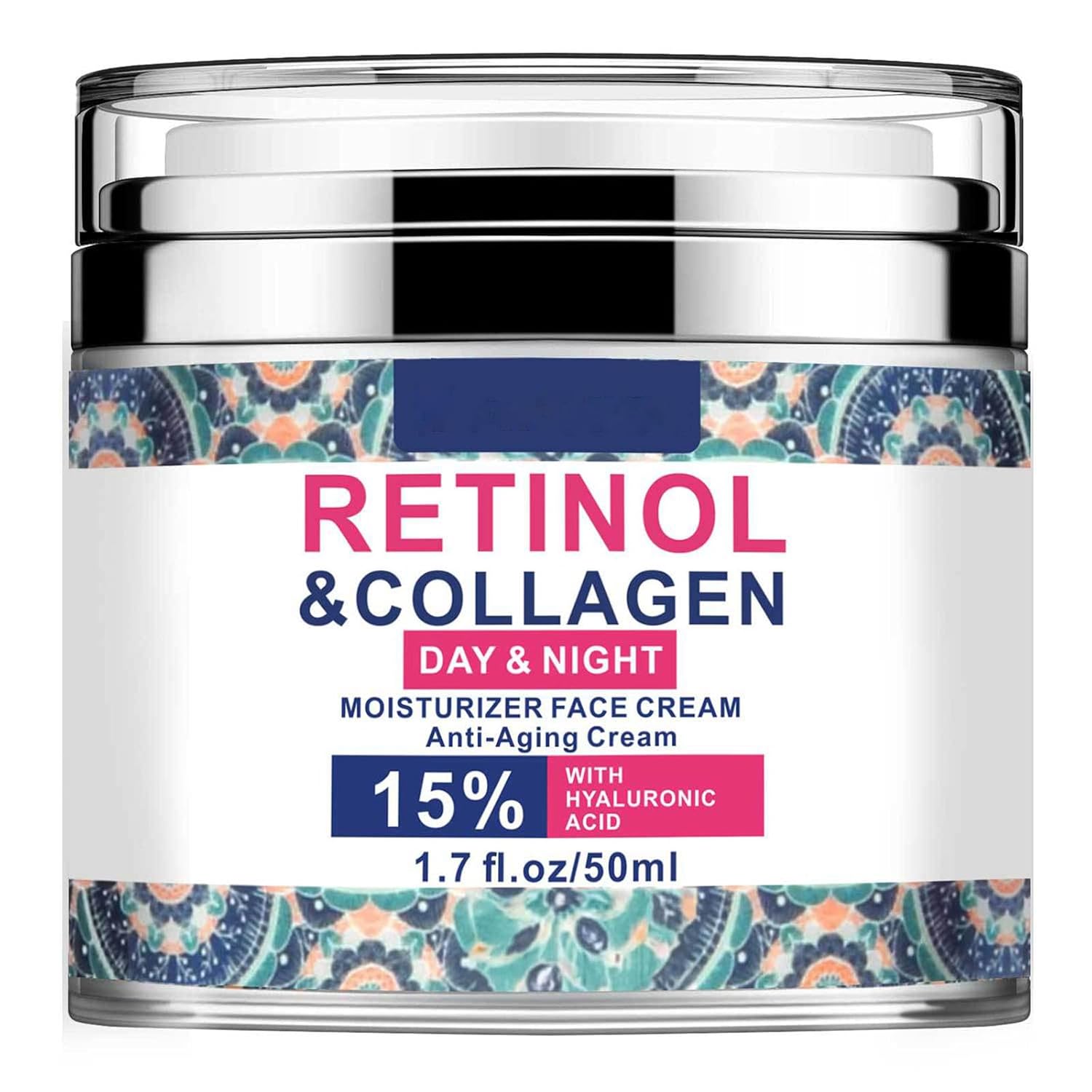 Retinol Cream for Face with Hyaluronic Acid, Collagen Face Moisturizer for Lifting Skin, Day-Night Anti-Aging Cream for Women and Men for Wrinkles, Fine Lines and Dryness – All Skin Types 1.7 Fl Oz