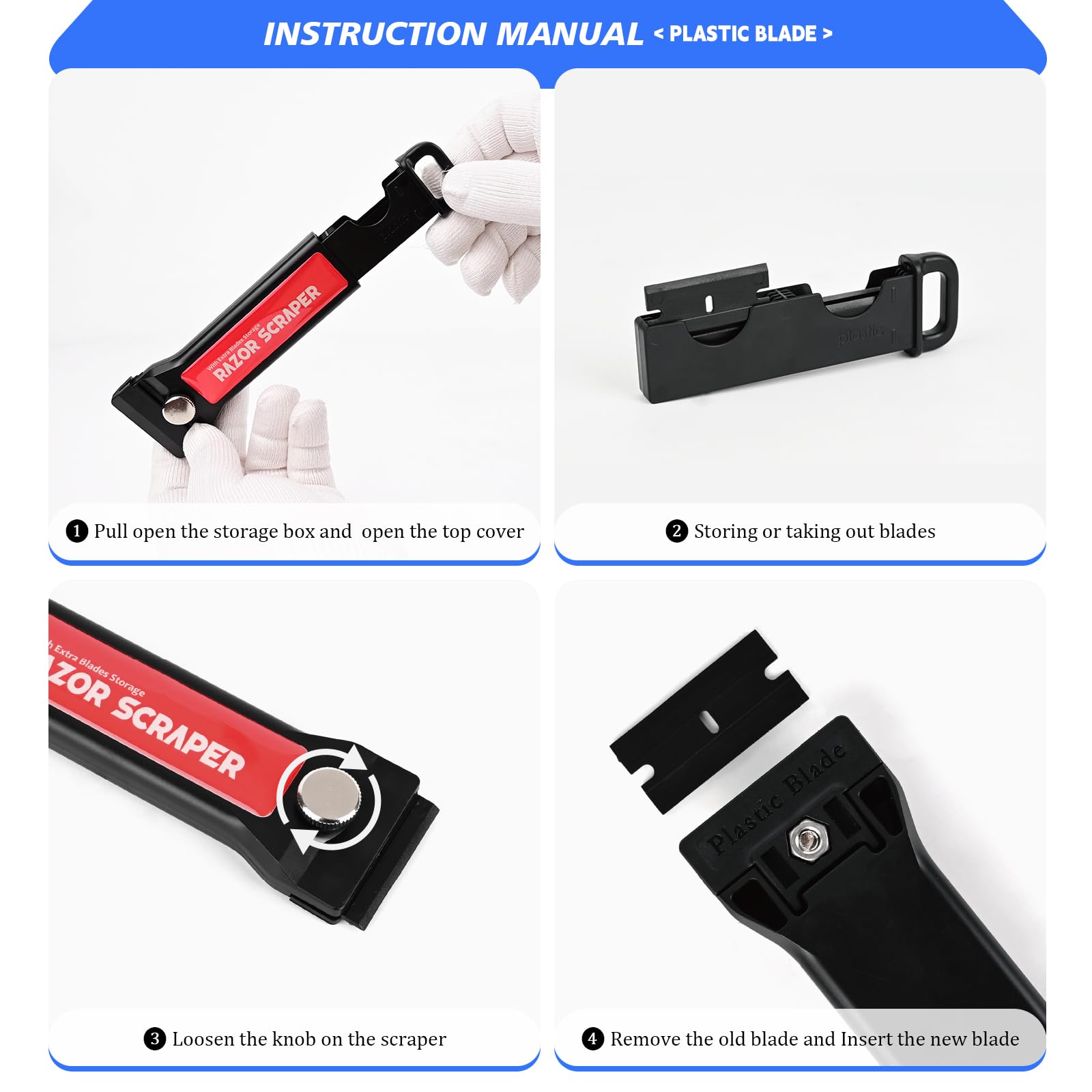 EHDIS Raschietto Professionale Con 20 Lame - Per Rimuovere Adesivi E Colla | Sicuro E Pratico