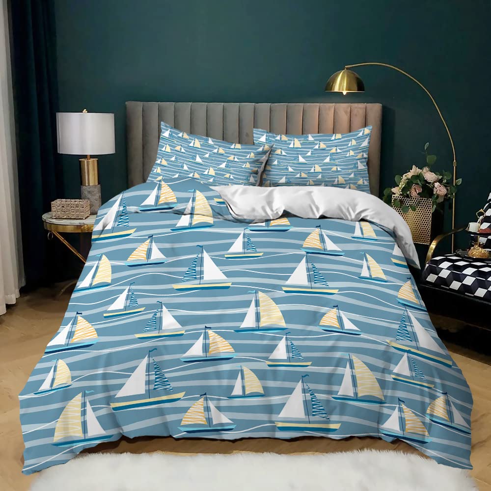 ZZXHG Set di Biancheria da Letto Singolo Ragazzi di Calcio Blu, Copripiumino Singolo 135x200, Copripiumini in Microfibra per Bambini, Set Copripiumino con Cerniera e 2 Federe 50x80 cm