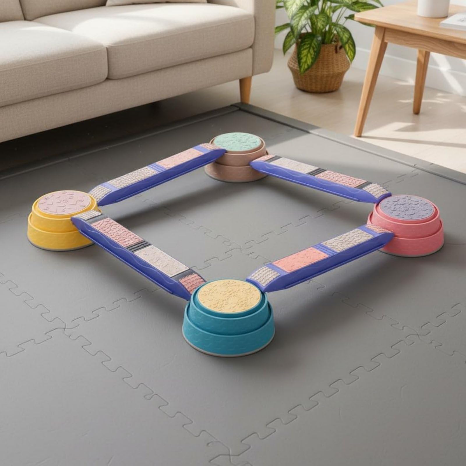 TISHITA Children Balance Bridge Conjunto de Puentes de Equilibrio Infantil de Equilibrio Piezas Sensoriales Circuito de Motricidad de Plástico Antideslizante