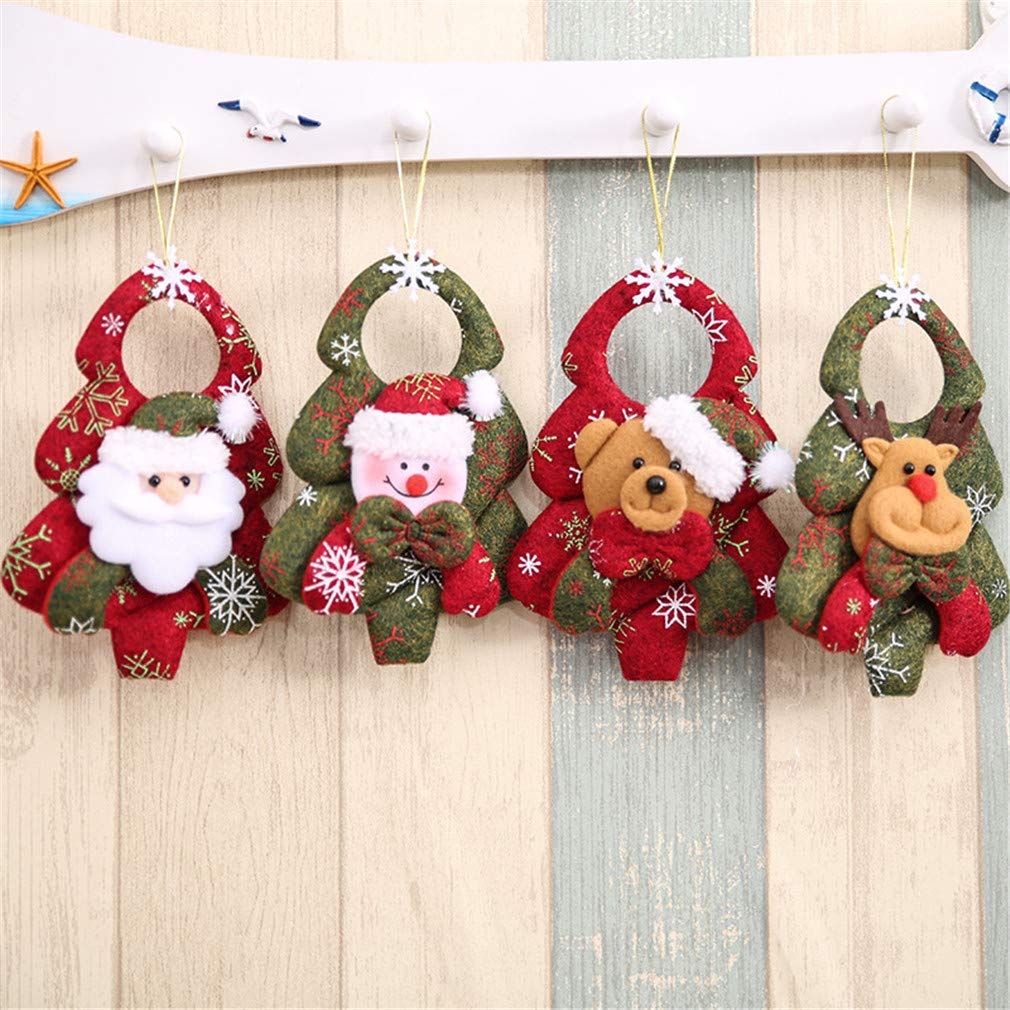 Ulalaza Christmas Tree Hanging Doll Santa Claus Snowman Elk Tags Pendant Holiday Party Ornaments
