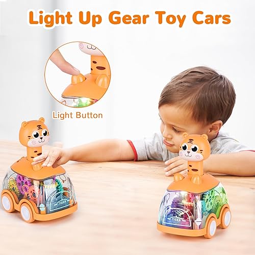 Miniatura 4 de ShinySong Coches de juguete para bebés, auto de prensa y marcha para niños pequeños, juguetes iluminados, regalos de cumpleaños para niños y niñas,