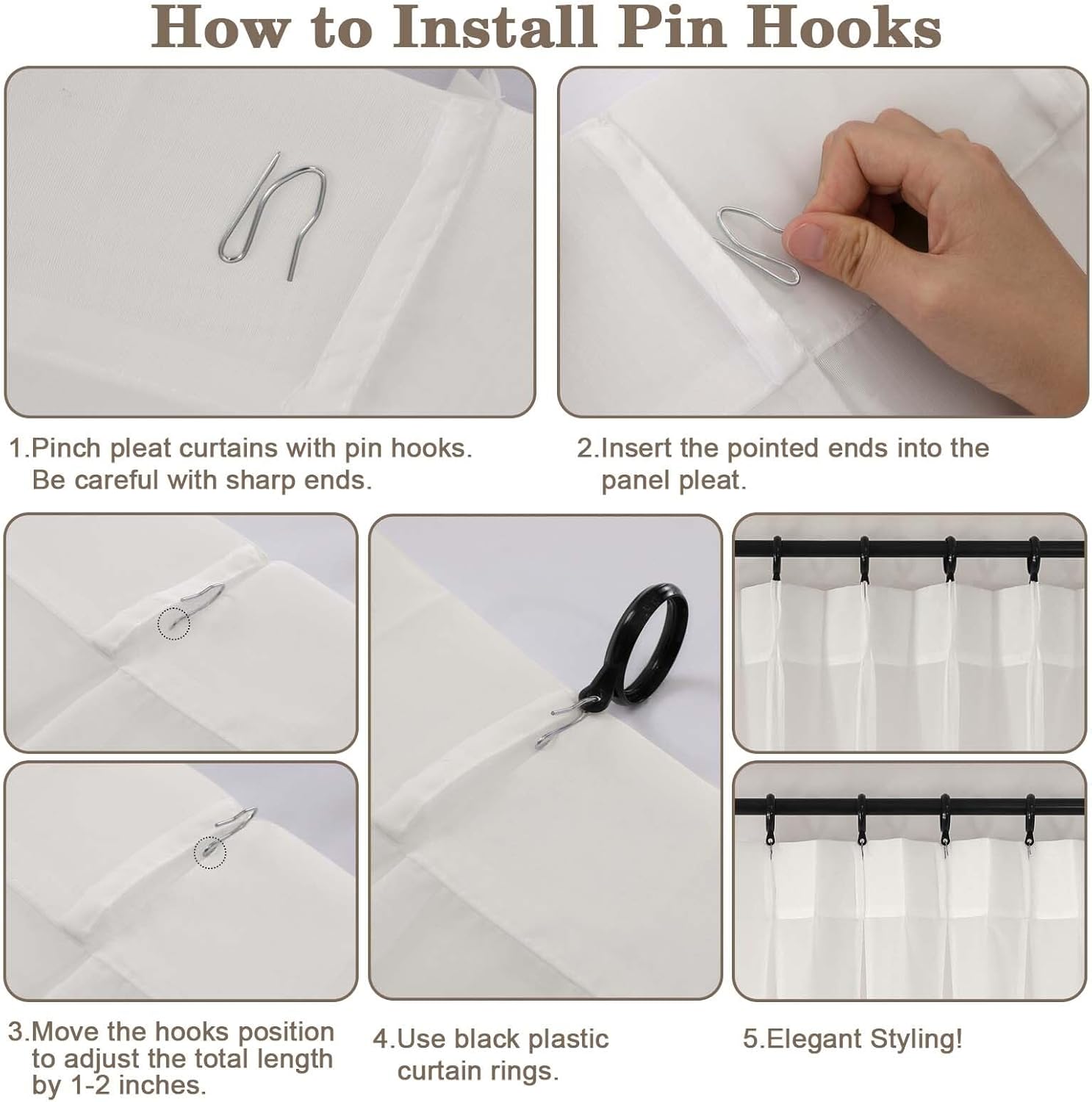 OWENIE Ivory Pinch Pleated Sheer Curtains 90 Inches Long for Bedroom Living Room, Modern Soft Airy Solid Light Filtering Window Curtains, Pinch Pleated Sheer Window Treatments, Ivory, Each 60x90 Inch