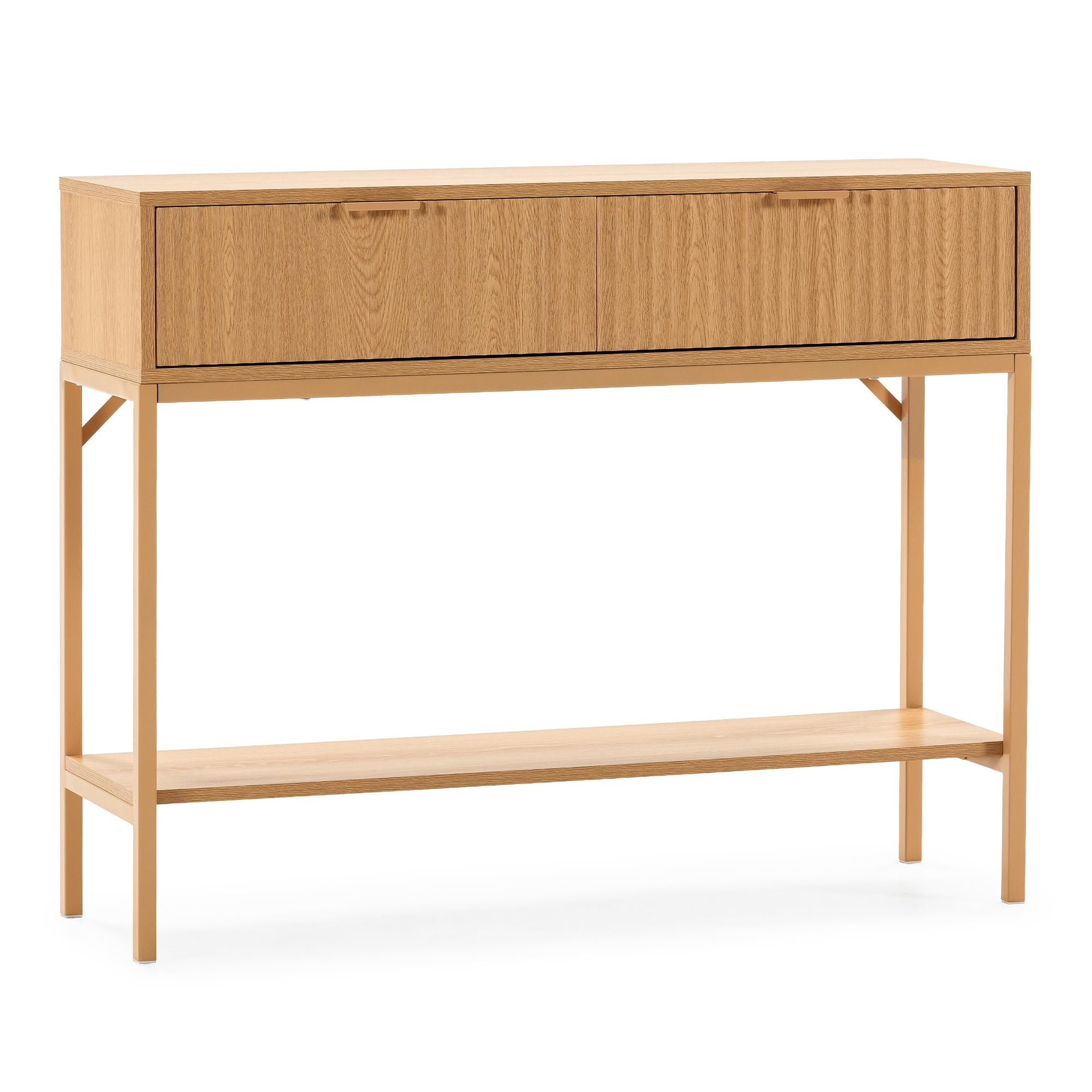 HOMN LIVING Mesa Consola recibidor Lluvia 2 cajones Color Roble, 100 cm (Ancho) 30 cm (Profundo) 80 cm (Altura)