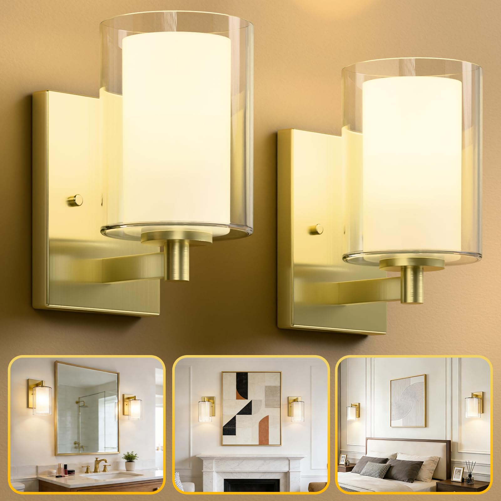 Photo 1 of Kalium Wall Sconces Set of Two, Modern Gold Vanity Wall Lights