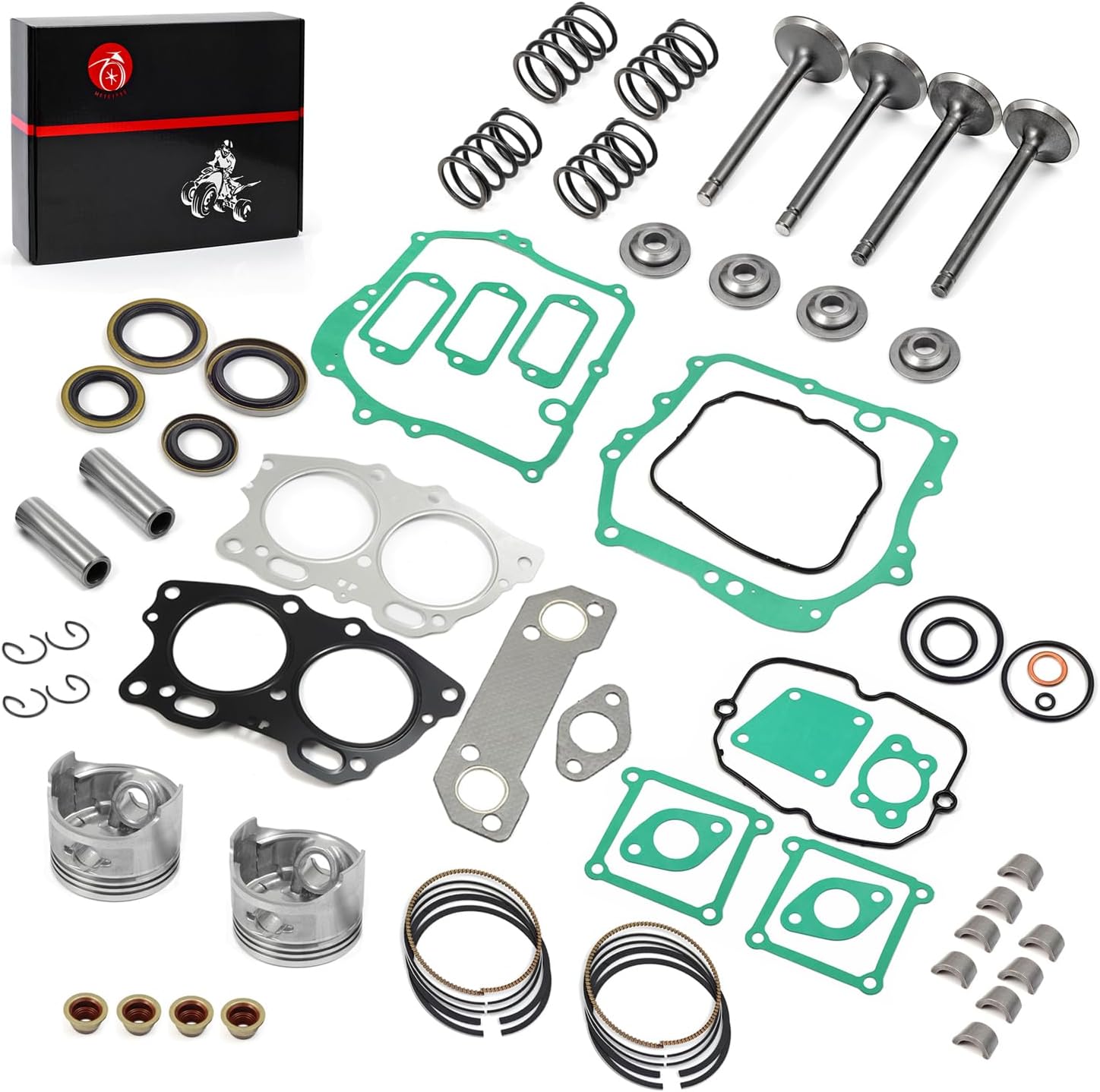 Engine Rebuild Kit Top End Piston & Ring STD & Gasket Seal Exhaust Intake Valve For EZGO 4 Cycle Gas Golf Cart 350cc EH35C MCI Fuji Robin Engine 1996-2002
