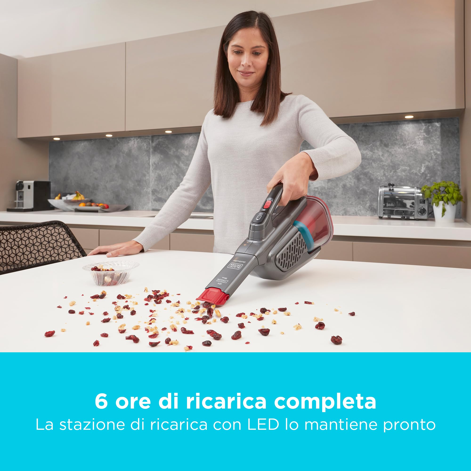 BLACK+DECKER 12v Aspirapolvere portatile senza fili, BHHV315B-QW