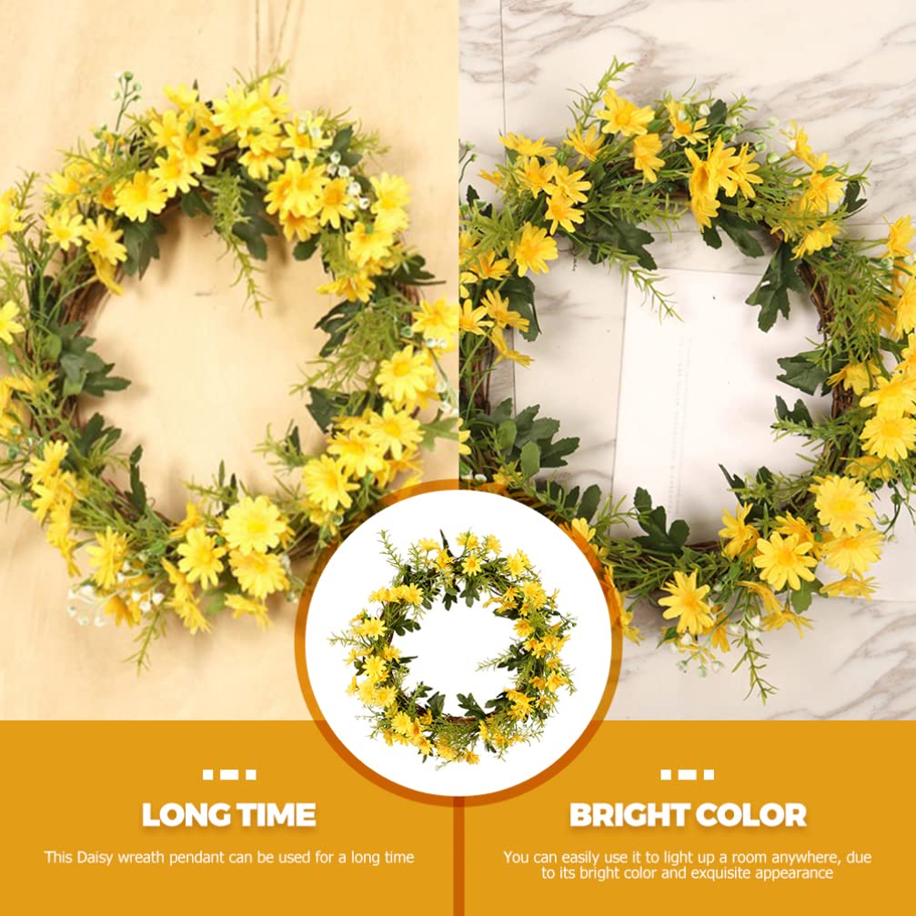 Ghirlanda Primaverile Con Margherite Gialle E Bianche – Decorazione Artificiale Per Porta D'Ingresso, Finestra O Parete – BFYDOAA