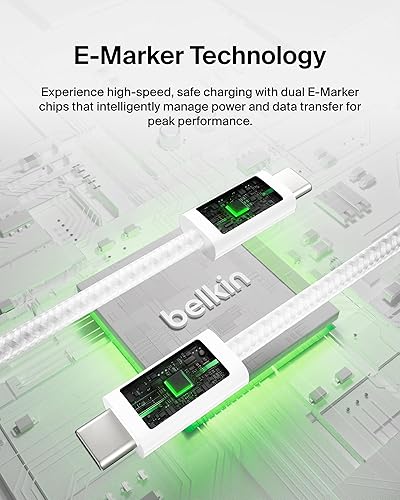 Miniatura 5 de Belkin Cable USB C a USB C, 3.3 pies, 240 W - Cargador tipo C, cable de carga para iPhone, suave, trenzado, flexible para iPhone 17, Galaxy S25,