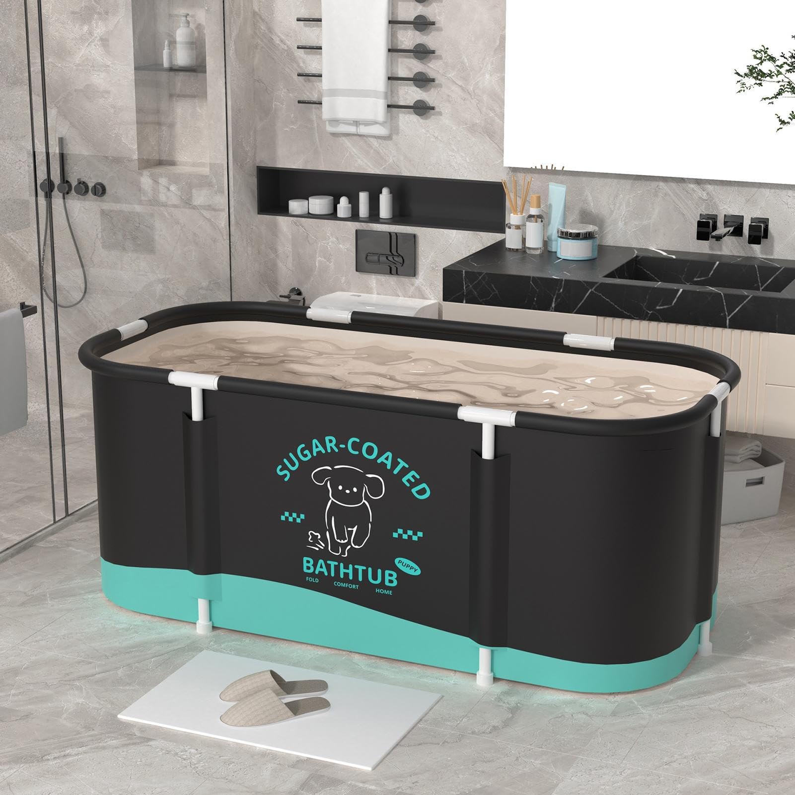 Bañera Plegable para Adultos Plegable Reforzada de Gran Capacidad | 115x60x50 cm Bañera de Hielo Para Casa, Camping, Exterior, Jardín, Patio, Verano, Piscina, Lavado