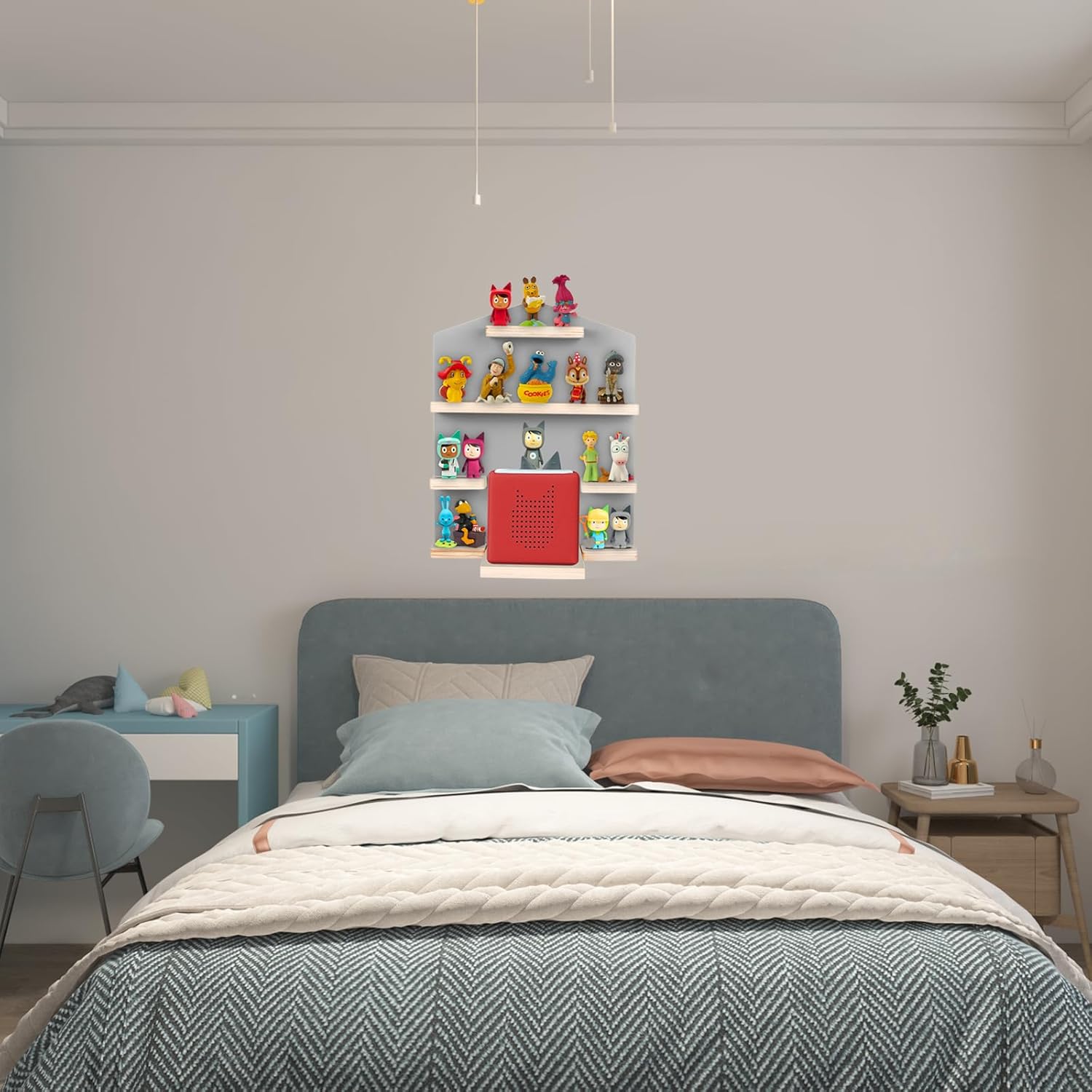 Large House Tonie Shelf for Toniebox Storage,Box Magnetic Wall Shelf for Children to Play and Collect for 15-20 Figures,Toniebox Storage for All Your Tonie Accessories(Gray)