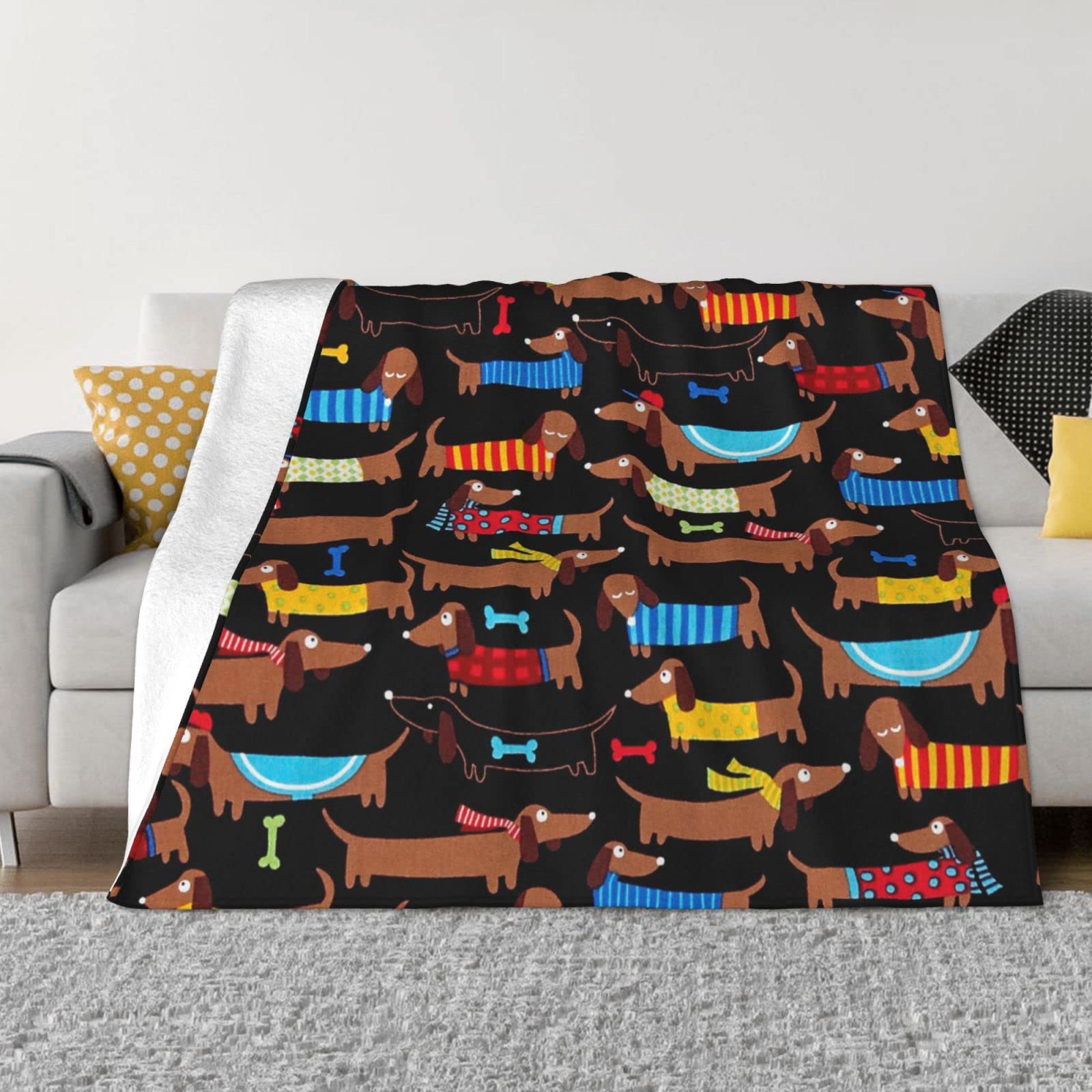 Couverture Teckels anti-boulochage en flanelle premium haute densité