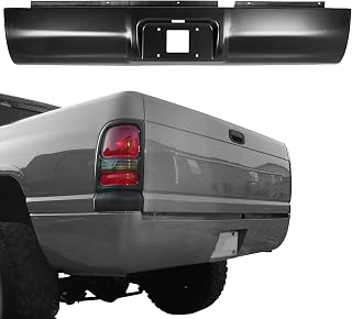 KUAFU Rear Bumper Roll Pan Compatible With 1994-2002 Dodge Ram 1500 2500 3500 Pickup with LED Light, License Plate Hole and Hardware Steel