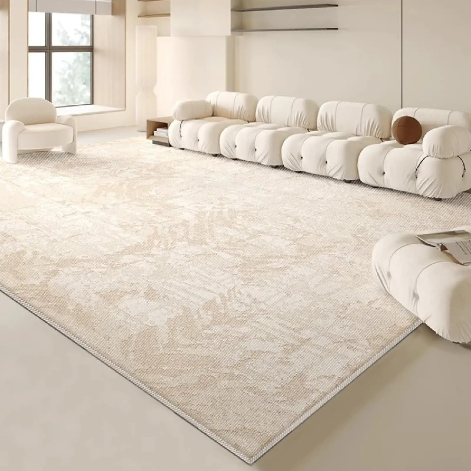 Amazon.com: Cream Abstract Area Rug Beige Modern Art Living Room
