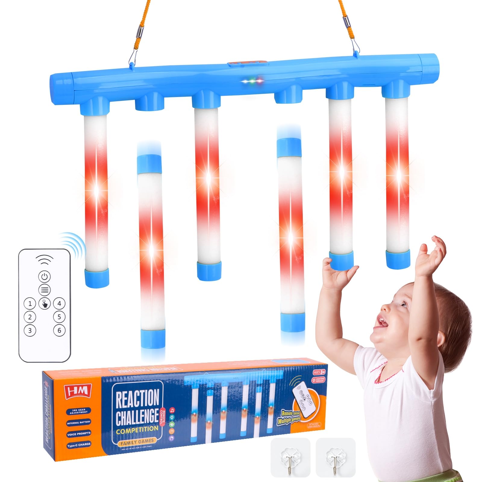OCES Reflex Stick Game, Reflex Light-Up Sticks Reaction Training Hand Speed Challenge Game, Upgrade Hand Eye Coordination Training Toy Remote Control