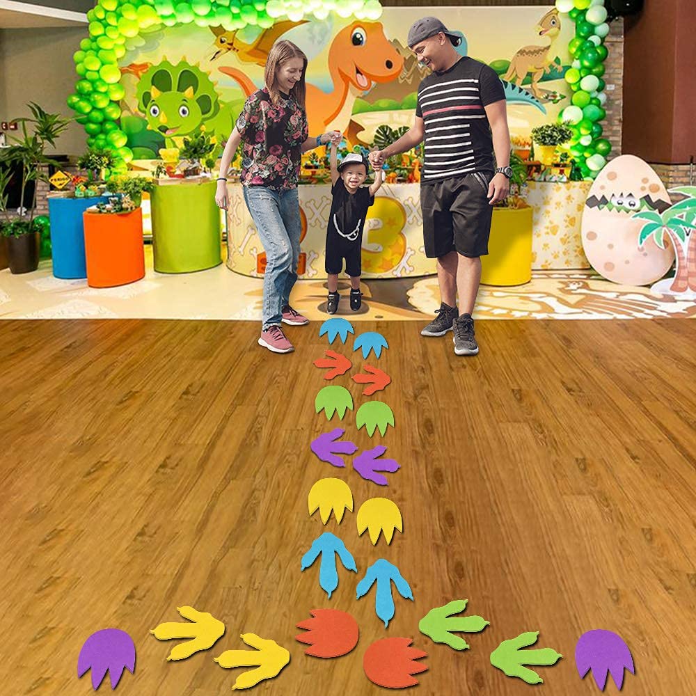 Incrizma 20Pcs Dinosaur and Monster Footprint Hop Floor Decal, Colorful Dinosaur Cutouts Monster Footprint Accents,Removable Dinosaur Tracks Decal Stickers for Kids Party (Multi, 20)-image-8