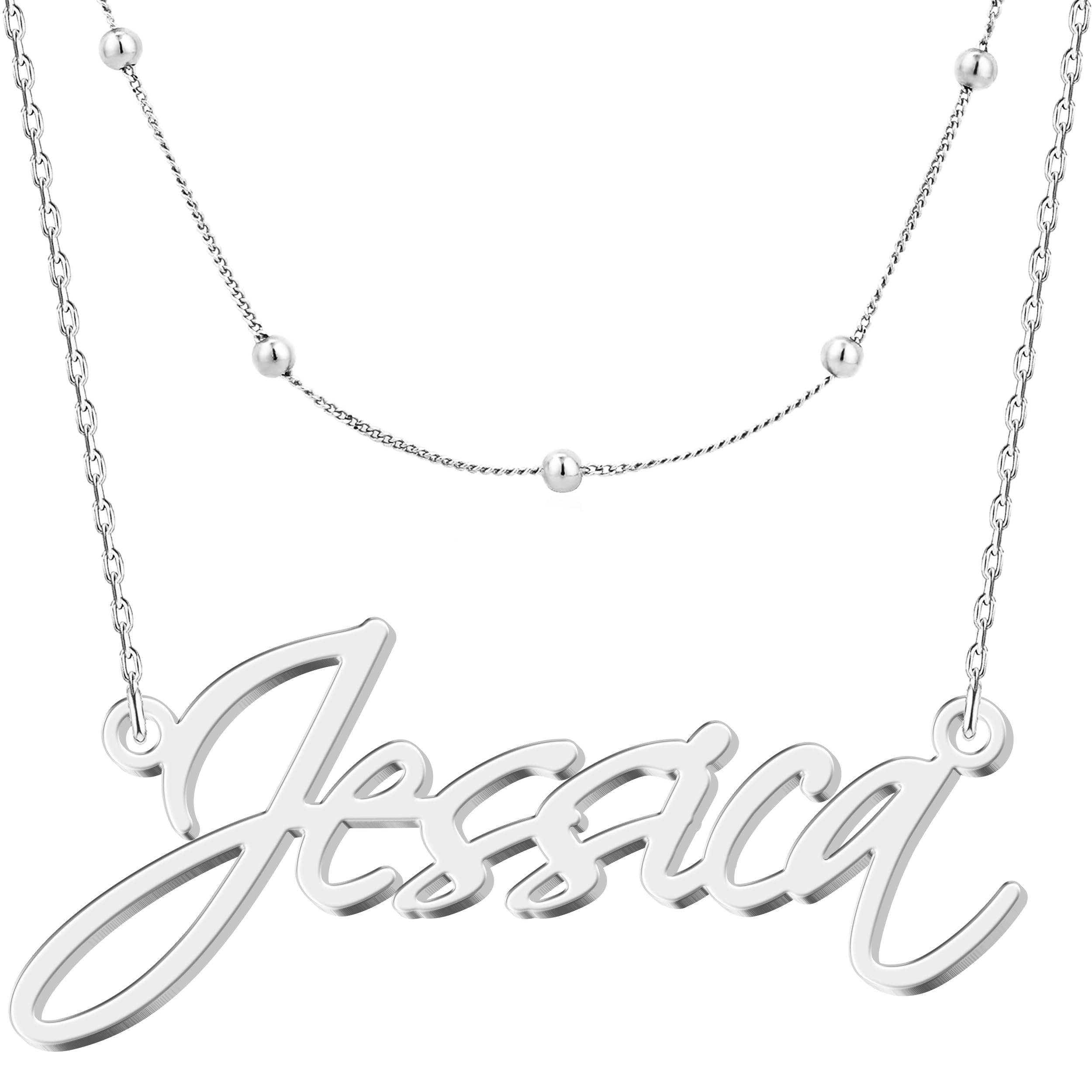 Custom Name Necklace - 925 Sterling Silver &amp; 316 Stainless Steel, 14 Fonts &amp; Multi-Language Options, 4 Colors, 5 Chain Styles, Personalized Gift with Premium Box
