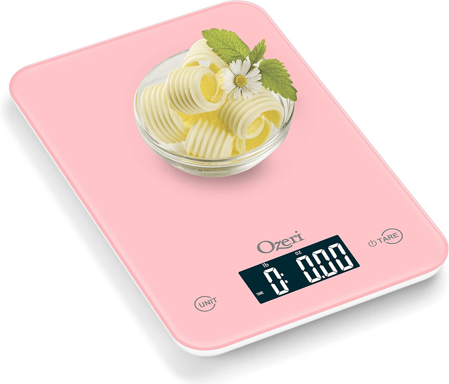 Ozeri Touch Digital Kitchen Scale (12 lbs Edition) in Tempered Glass | Features touch-sensitive buttons providing accurate measurements from 0.05 oz to 12 lbs (1 gram to 5750 grams).