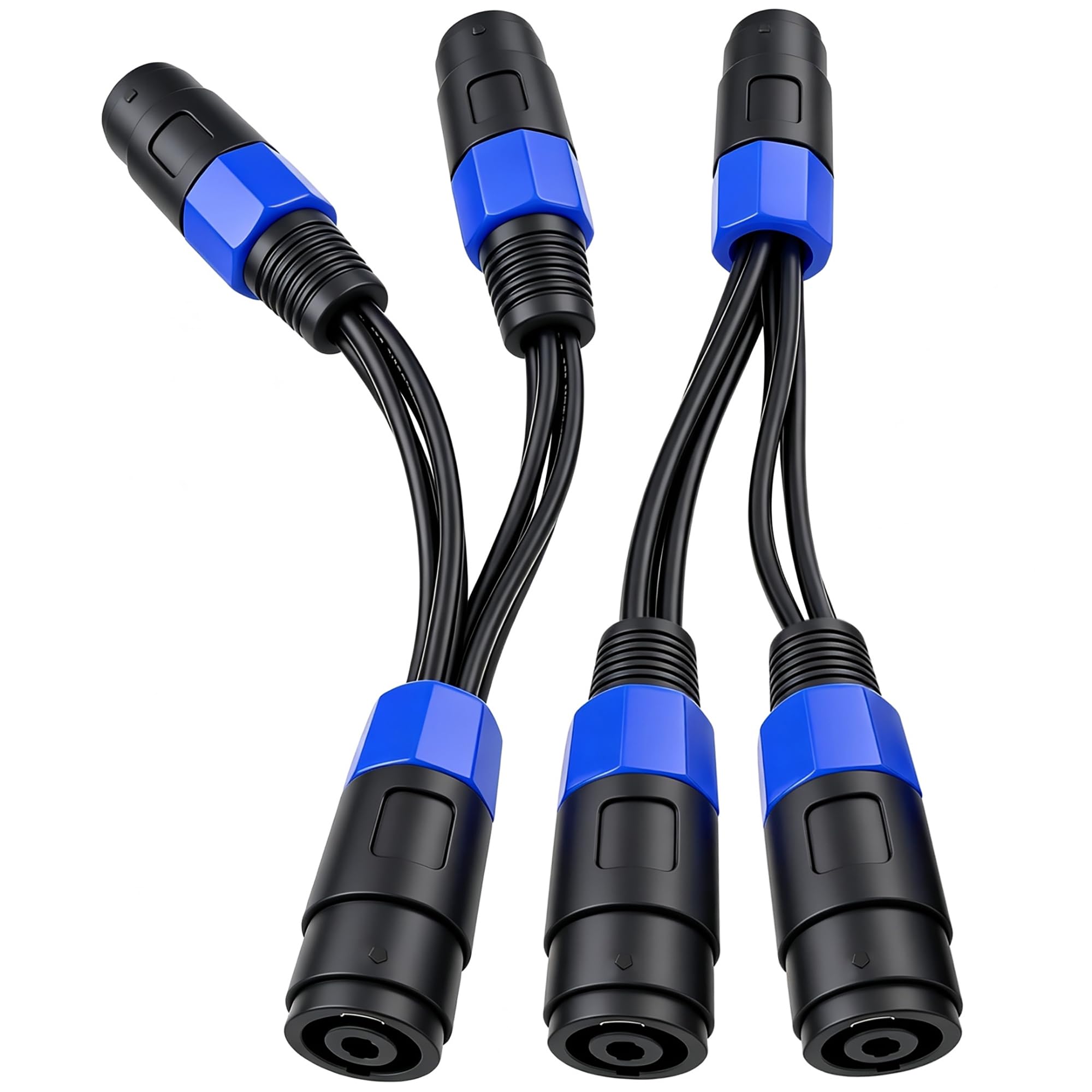 CNCESS Cavo splitter Speakon CESS-204 - Un ingresso NL4MP a due uscite NL4MP, 8 cavi 12AWG, massimo trasferimento del segnale e flessibilità, confezione da 2