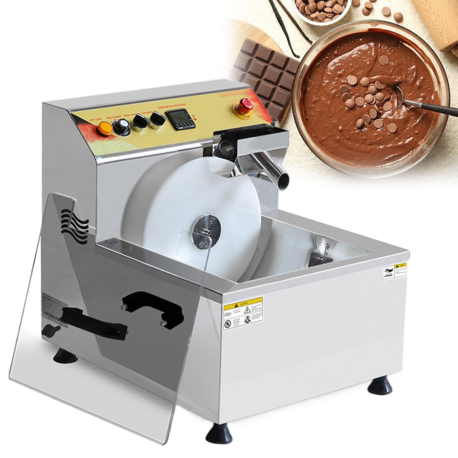 YXYLJOZ 12.4L Commercial Chocolate Melting Pot, Fountain & Melting Tempering Machine, Hot Chocolate Heater with Vibration, for Fountain, Strawberry Coating, Bars & Desserts