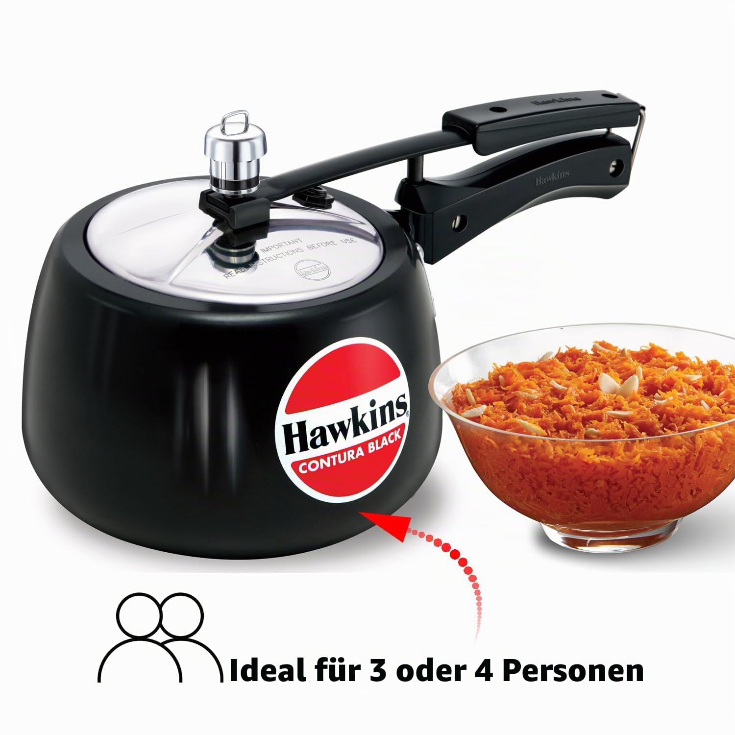 HAWKINS CB30 Harteloxiert Schnellkochtopf, aluminium, 3 liters, Contura Schwarz