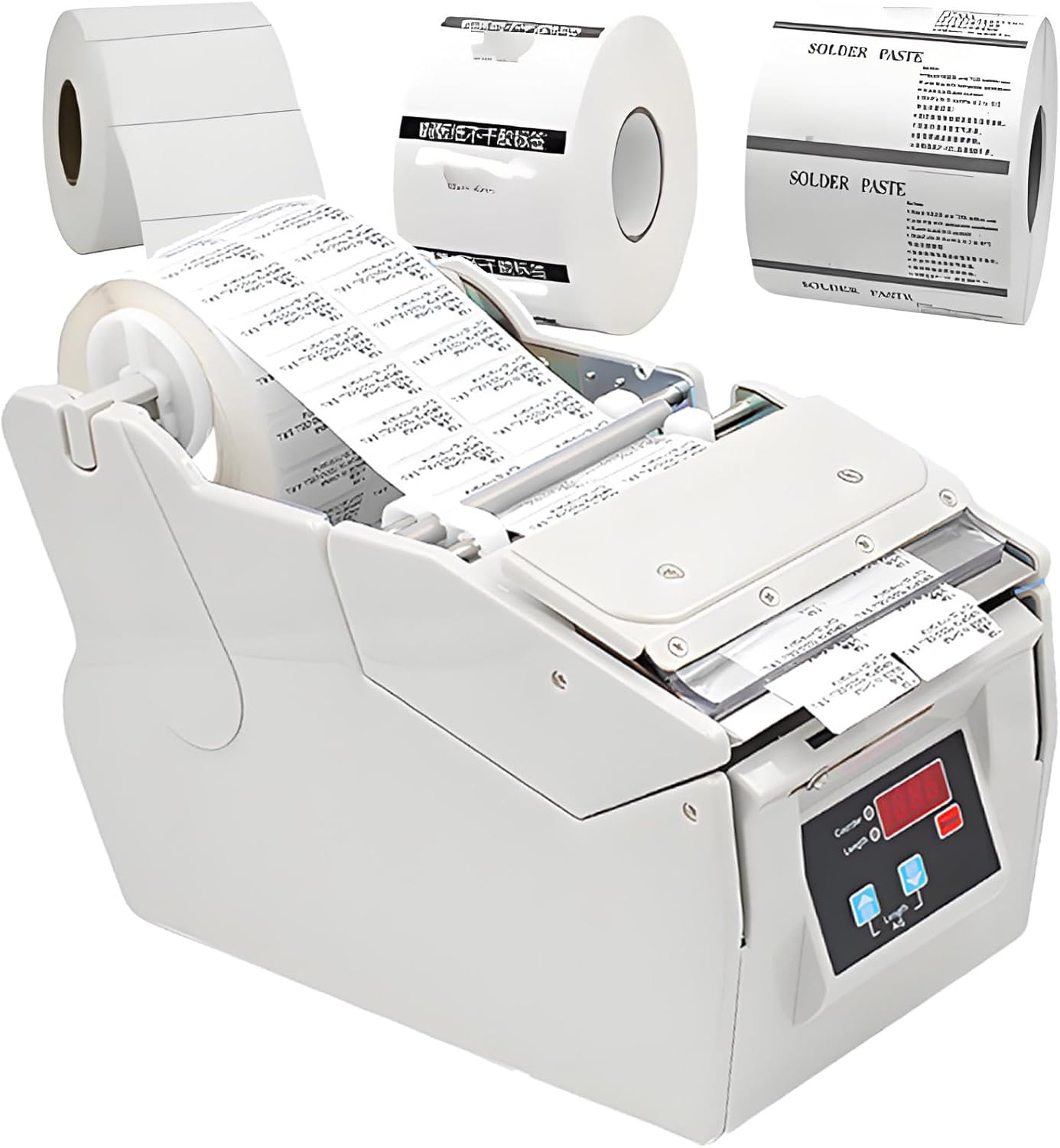 Advanced Anti-Curl Automatic Label Dispenser Machine - Automatic Label Peeling Machine,130mm/S High Speed, Handles 5-180mm Width, Digital Display for Precision Control 130MM