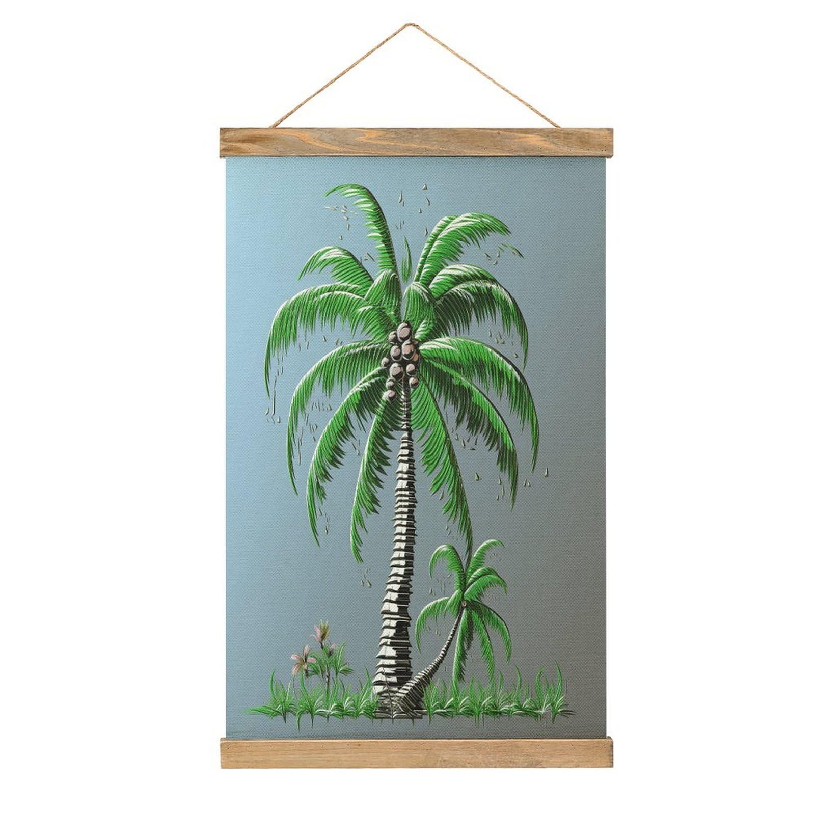 VstaDank Coconut Tree Poster with Wooden Frame Hanger Art Painting Wall Decor Poster Wall Hanging Wooden Frame 13x20 Wood Poster Hanger for Photo Picture Art Canvas Print Artwork