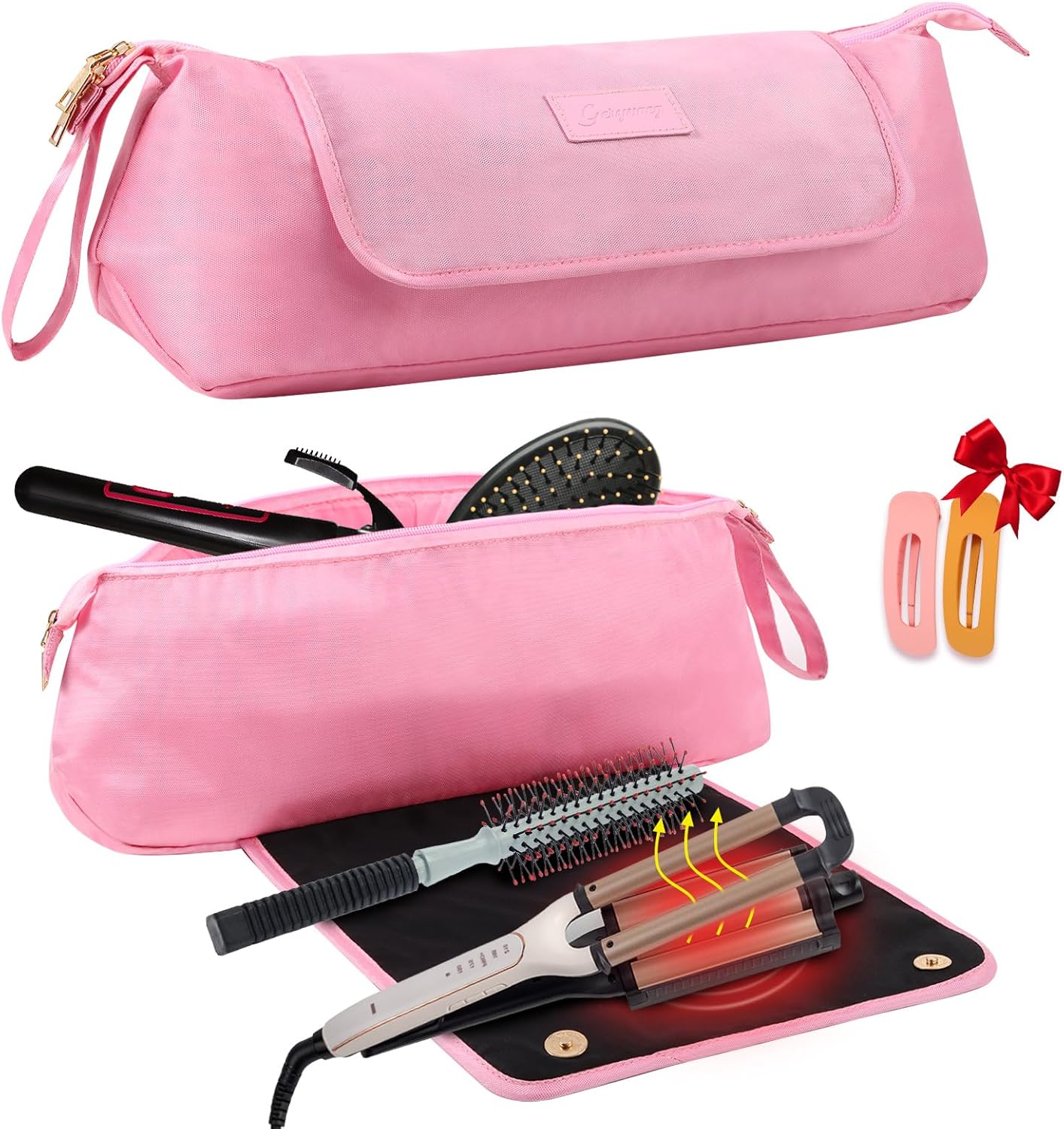 GERYUAEG Large Hair Tools Travel Bag with Heat Resistant