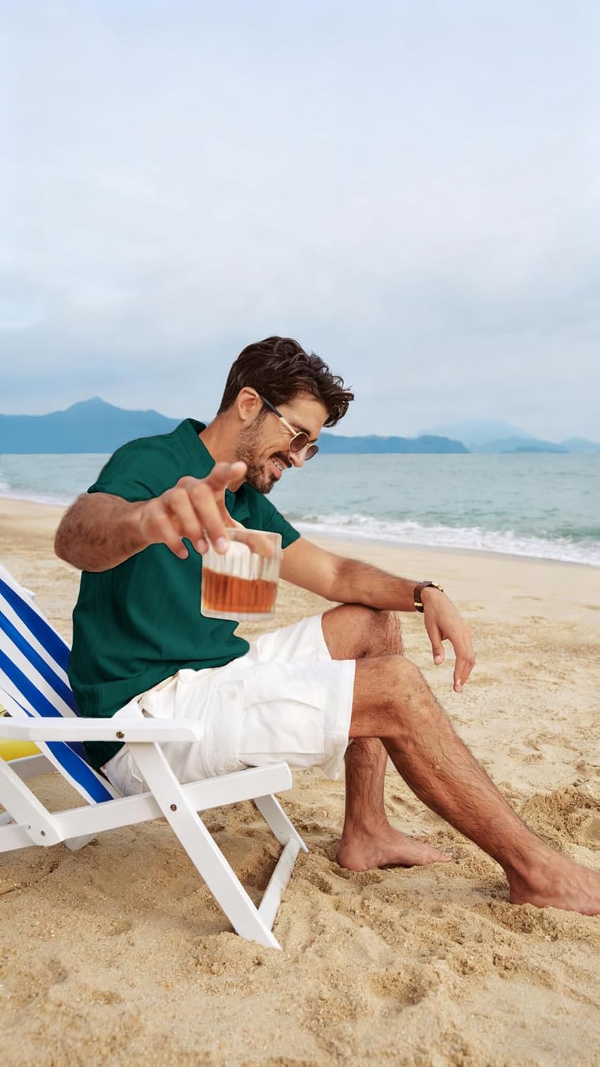 PJ PAUL JONES Mens Polo Shirts Short Sleeve Textured Knit Polo Casual Dress Shirts Summer Golf Shirts Fashion Tops - Image 2