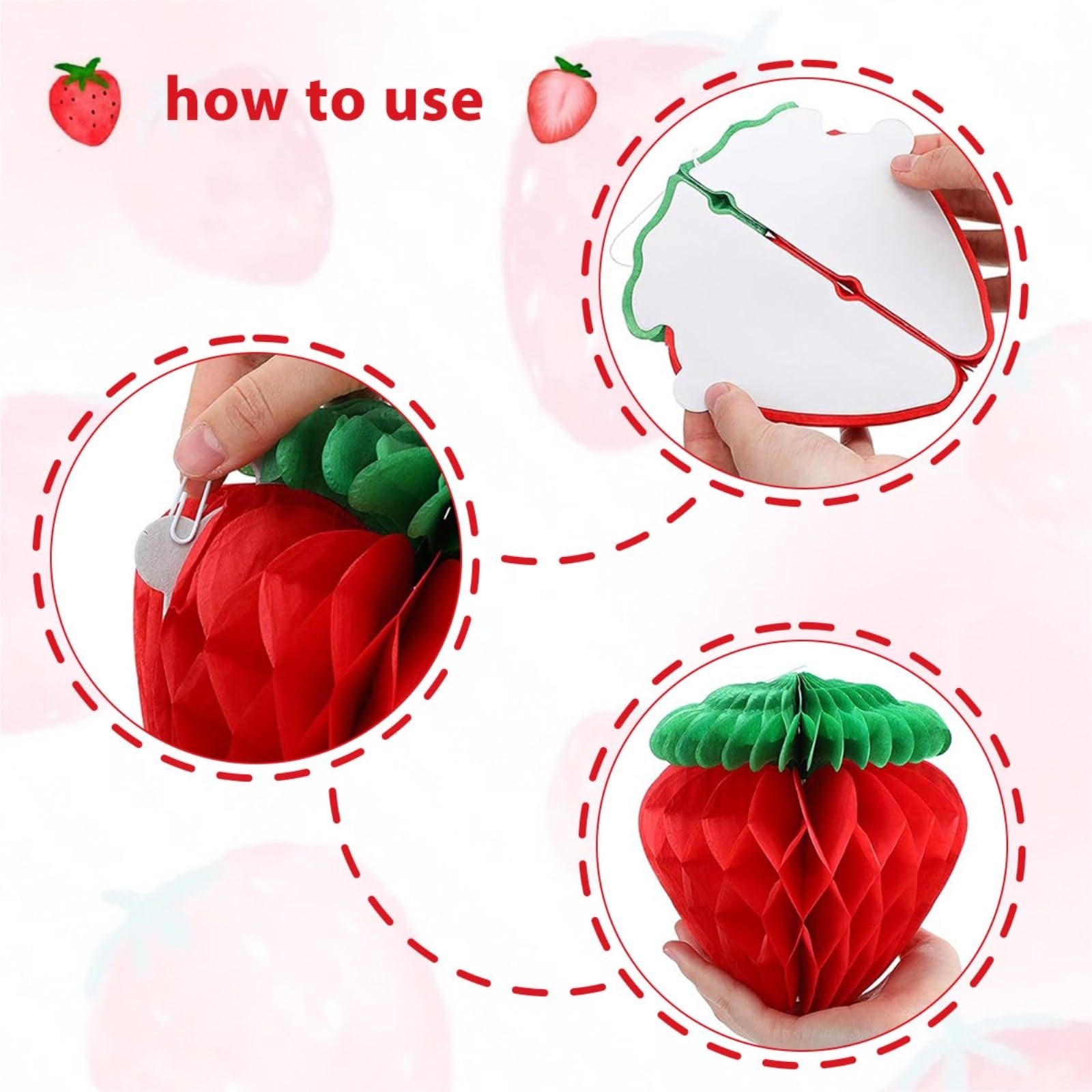 Papierowe Lampiony 10 Szt. Papierowych Lampionów W Kształcie Plastra Miodu Truskawki Na Imprezę Dekoracje Imprezę(Rot,20cm)