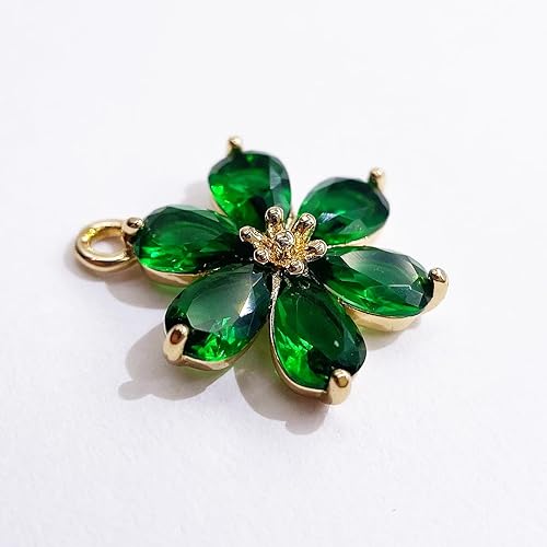 Miniatura 7 de Dijes de latón chapados en oro de circonita de cristal para hacer joyas, pulseras, collares, aretes, colgantes, suministros de manualidades,