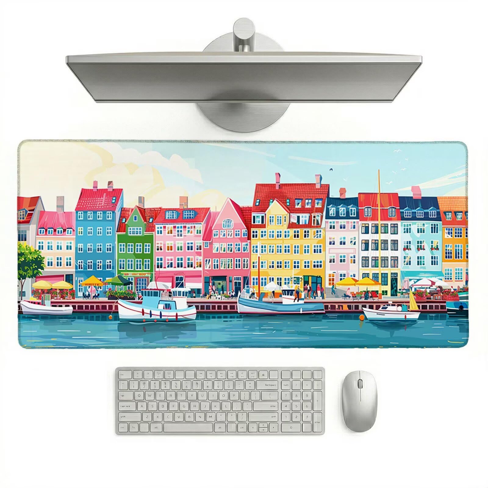 Tappetino Mouse XXL 1200 x 600 x 3 mm, Sottomano Scrivania, Case Grande Tappeto da Tavolo con Base in Gomma Antiscivolo e Bordi Cuciti, Impermeabile, per Ufficio, Computer e Gaming (Fiume) L-x2022