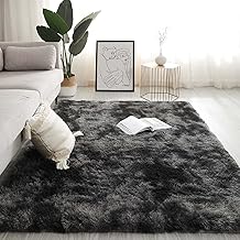 Super Soft Modern Small Size M Black Carpets for Living Room 3x5 Feet, Fluffy Shaggy Rug, 2 Inch Thick Mats for Floor, Nursery, Rugs for Bedroom, Indoor Home Carpet, Anti Skid Rectangular Fur Carpet