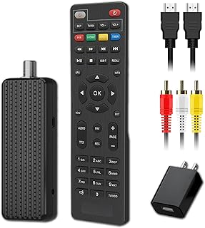 Mini Digital Converter Box for TV,1080P Digital TV Tuner Box with HDMI Output,3RCA Output,Recording and Playback,USB Multimedia Player,ATSC Tuner with HDMI&3RCA Cables,2in1 Remote Control Included