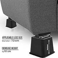 Vista 5 de TOPROAD Elevadores de muebles de cama ajustables, elevadores de cama apilables en alturas de 4, 6 o 9 pulgadas, elevadores de muebles resistentes