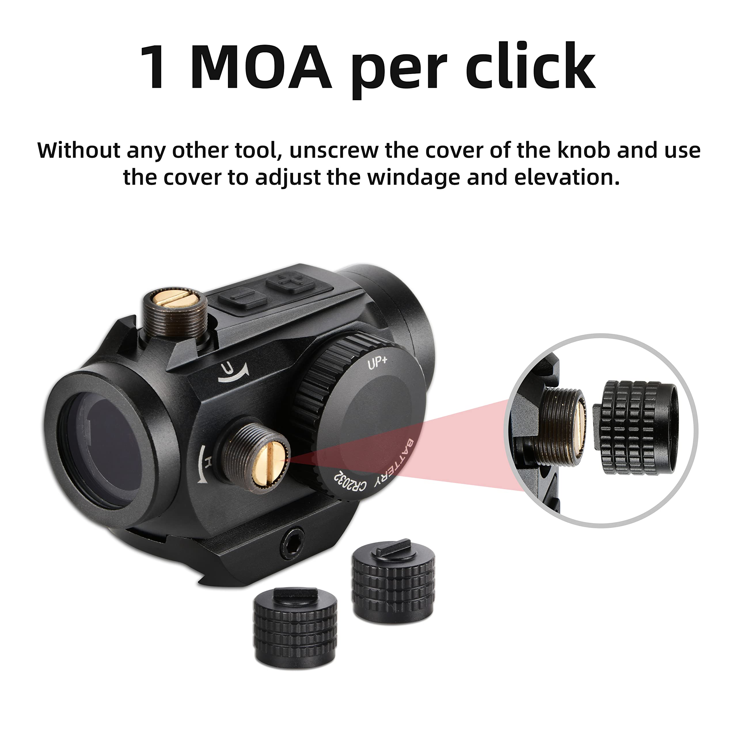 ESSLNB Visée à Point Rouge 2 MOA Lunette de Visée Prisme Multicouvert Totalement Étanche et Résistante aux Chocs avec Support de Rail Weaver/Picatinny 20mm/22mm et Cache-Objectifs Relevables pour la C